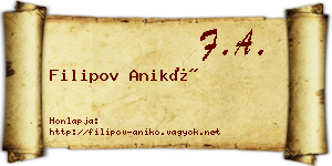 Filipov Anikó névjegykártya