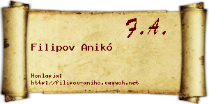 Filipov Anikó névjegykártya